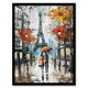 image 1 of Umbrella Lovers Abstract Autumn Paris Home Decor Black Framed Wall Art Print A4