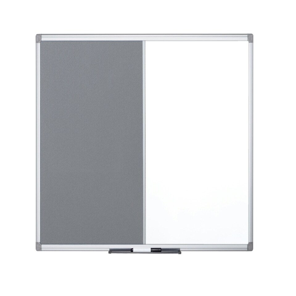 Bi-Office Maya Combination Board Grey Felt/Magnetic Whiteboard Aluminium Frame 1200x900mm - XA0528170