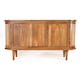 image 1 of Solid Mango Wood Sideboard Buffet Cabinet with Cane Doors & Drawers – Dark Oak Finish Credenza Storage Cabinet, No Veneer Console Table, Fully Assembled with Legs to Attach, Mid Century Modern Furniture