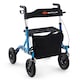image 1 of COSTWAY Height Adjustable Foldable Rolling Walker with Seat Blue | Blue