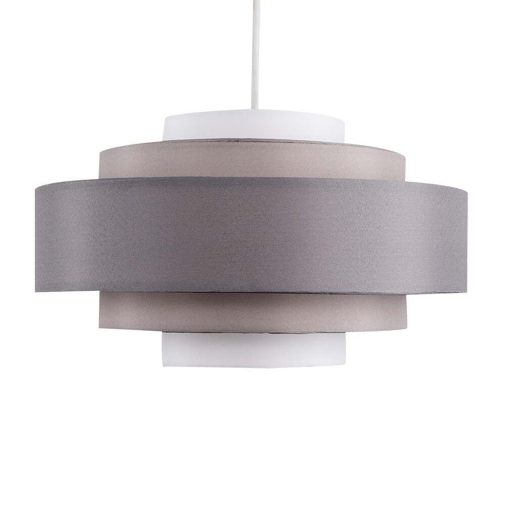 ValueLights Hampshire Grey Ceiling Pendant Shade and Bulb