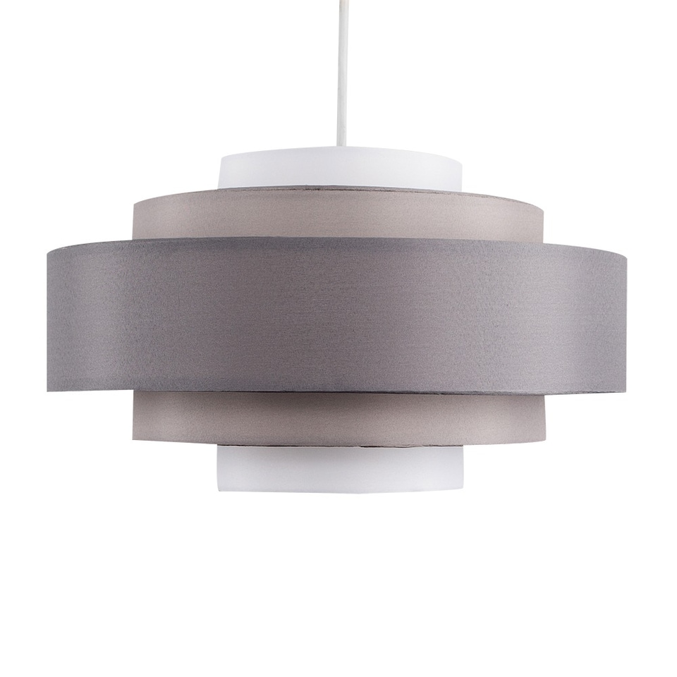 image 1 of ValueLights Hampshire Grey Ceiling Pendant Shade & Bulb | Grey