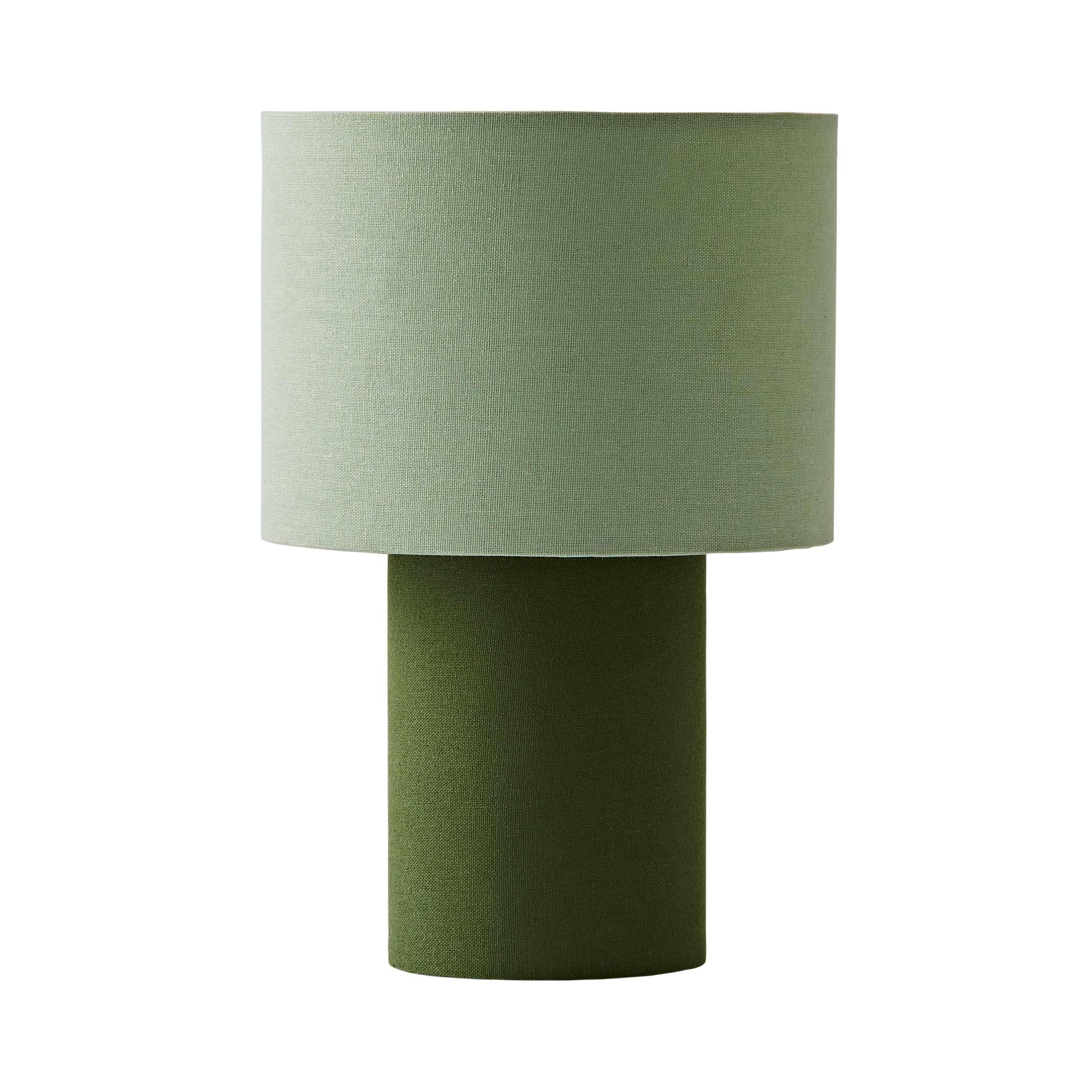 ValueLights Bobby Colour Clash Duo Fabric Table Lamp with LED Bulb in Green
