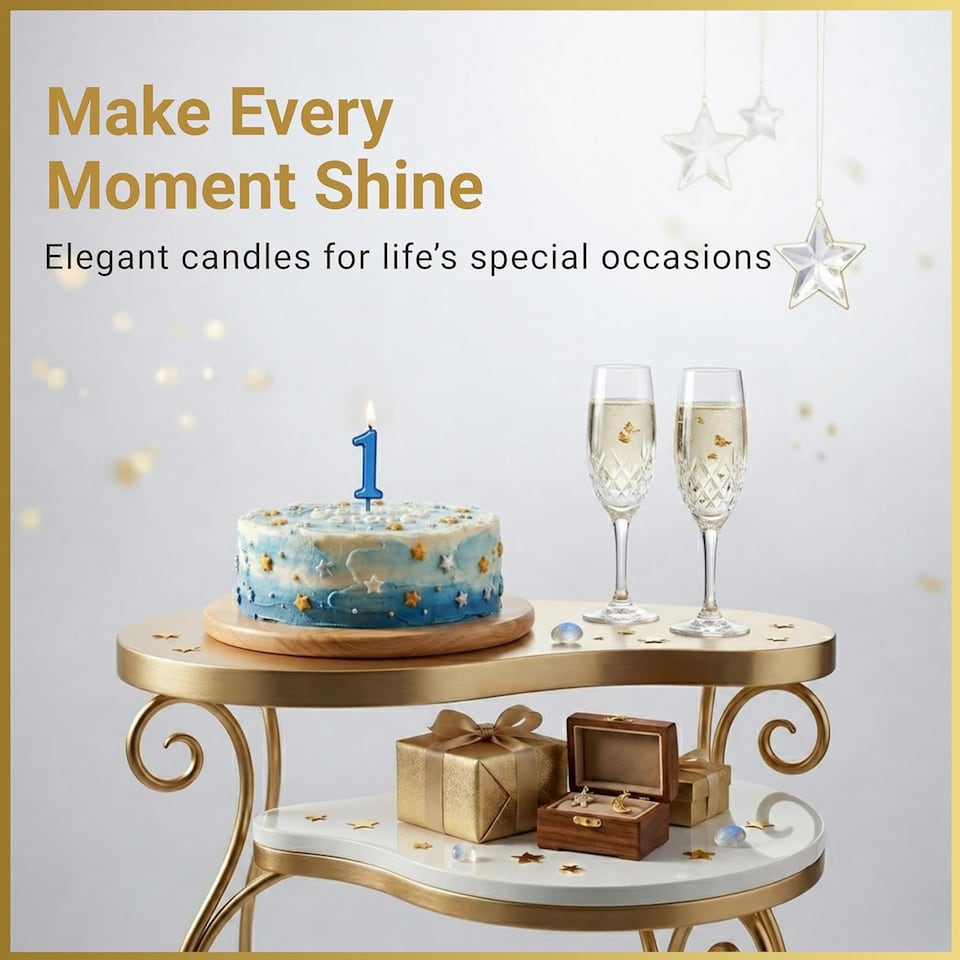 image 1 of Blue 1 Number Candle Birthday Anniversary Party Cake Decorations Topper | Blue