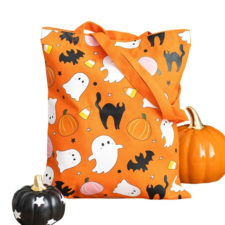 Something Different Sweet and Spooky Ghost Polycotton Tote Bag - Orange - One Size