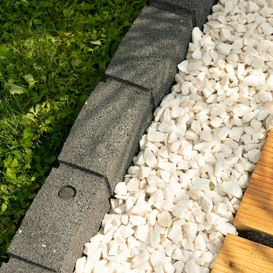 image 1 of Recycled Rubber Roman Stone Garden Border 1.2m - Grey Grey