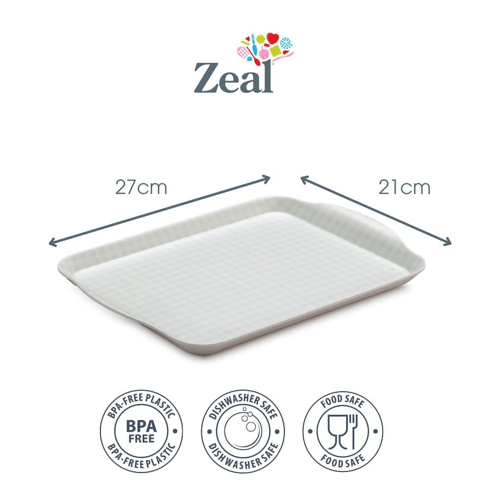 image 1 of Zeal Melamine Small Serving Tray, Gingham Pattern, 25 x 19cm, Sage Green