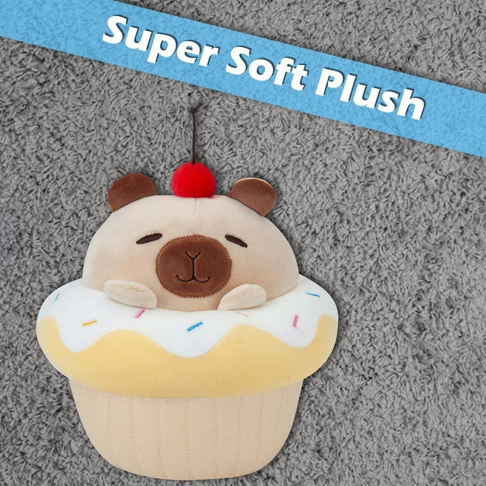 image 1 of Capybara Cup Cake Soft Toy Cute Plushie Huggable Cuddly Stuffed Toy 20cm Yellow