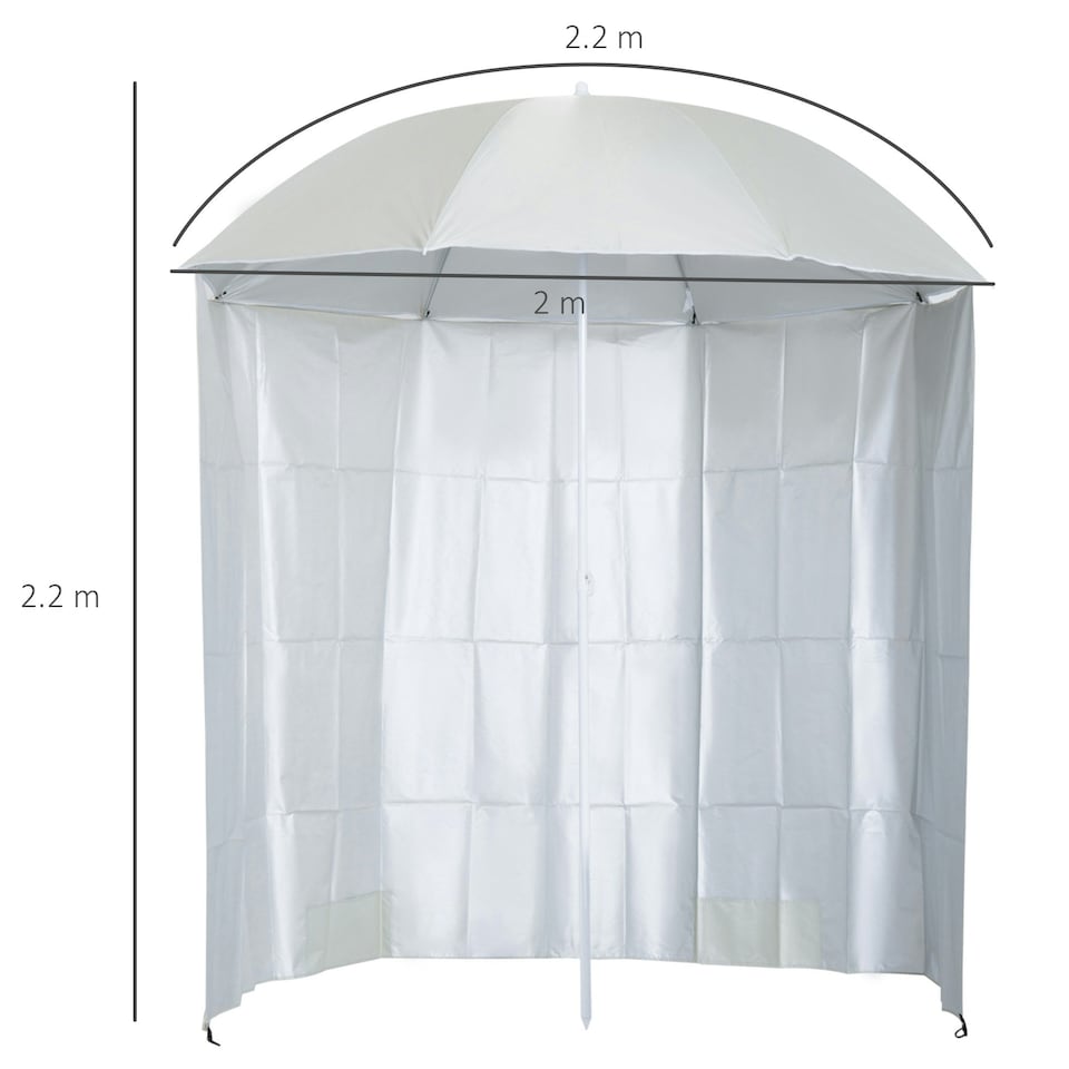 image 1 of Outsunny 2.2M Outdoor Parasol Fishing Umbrella Beach Sun Shelter w/ Carry Bag