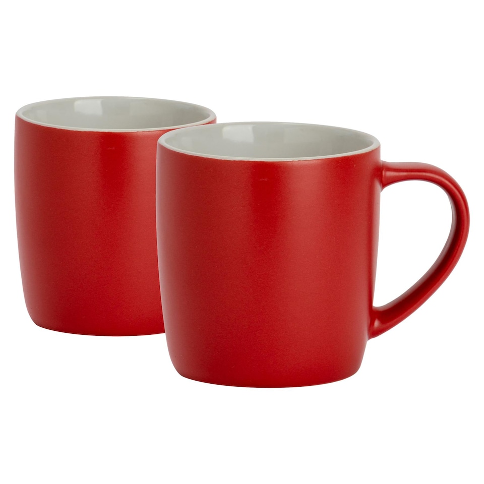 image 1 of Argon Tableware Matt Coloured Coffee Mugs - 350ml - Red - Pack of 2 | Red | Red | 2
