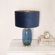 image 2 of ValueLights Leigh Navy Blue and Gold Table Lamp Navy Velvet Gold Shade & Bulb | Blue