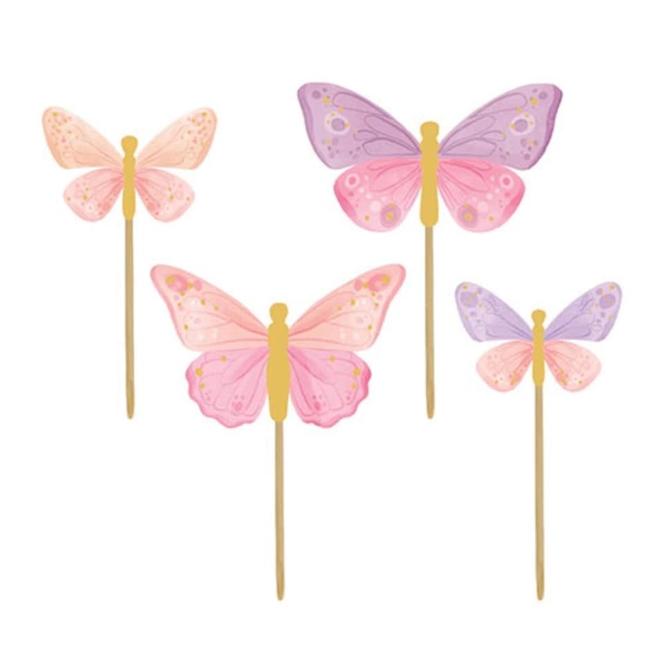 image 1 of Butterfly Cupcake Food Pick Toppers - Pack of 12