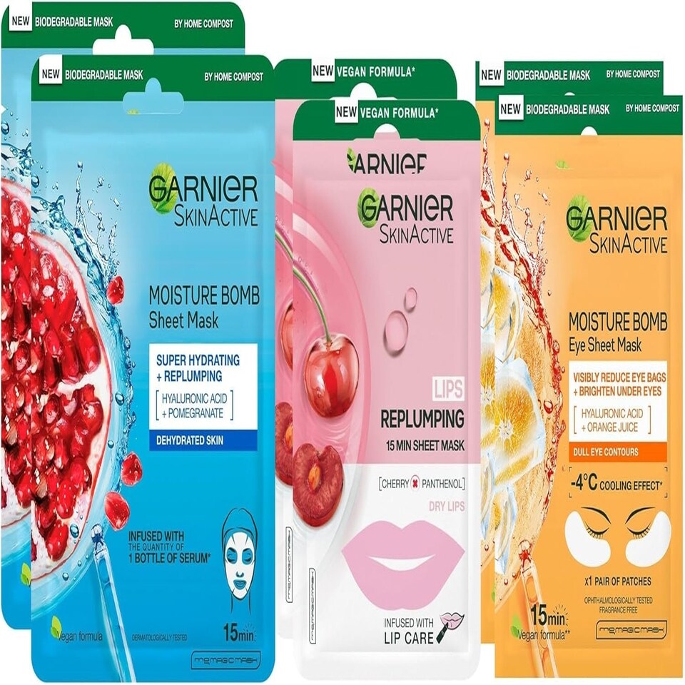 image 1 of Garnier Sheet Masks Ultimate Face Collection Set of 6 Masks for Face, Eyes, Lips