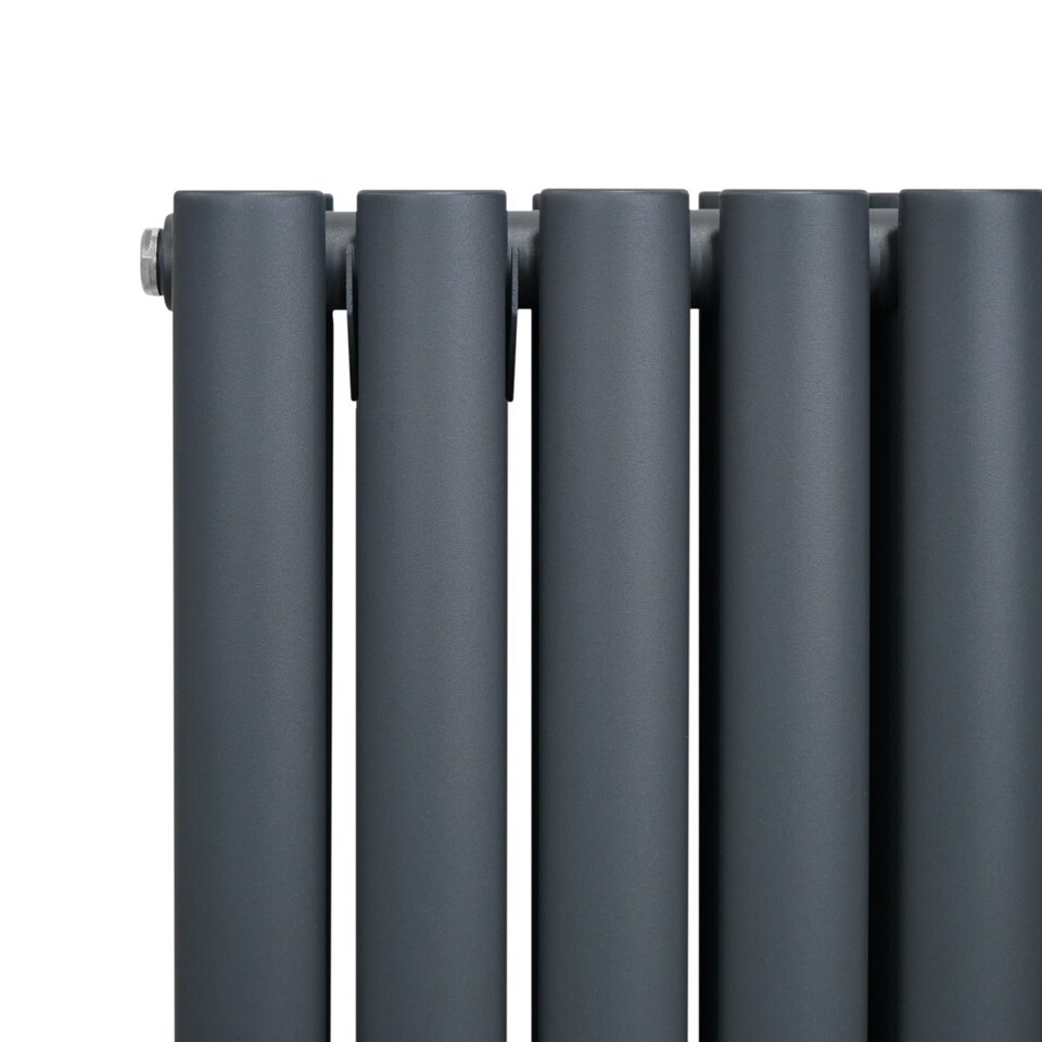 image 1 of Oval Column Radiator & Valves 1600mm x 600mm Anthracite Grey