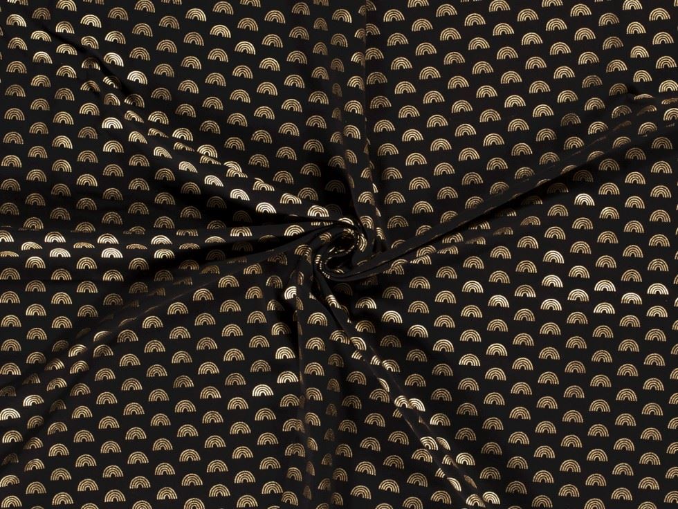 Minerva Black Metallic Cotton Jersey Stretch Knit Dressmaking Fabric, 155cm / 61" Wide - per metre