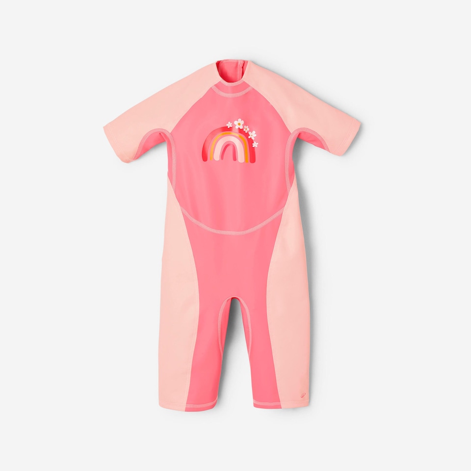image 1 of Decathlon Baby UV Protection Wetsuit Kloupi Pink Rainbow Print