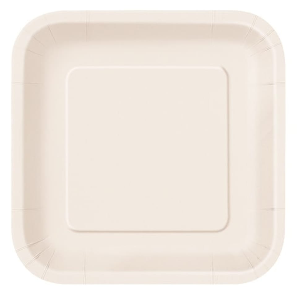 Ivory Square Paper Plates 22cm - Pack of 14
