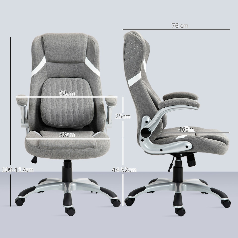 image 1 of Vinsetto Fabric Office Desk Chair with Adjustable Height Tilt Function Grey