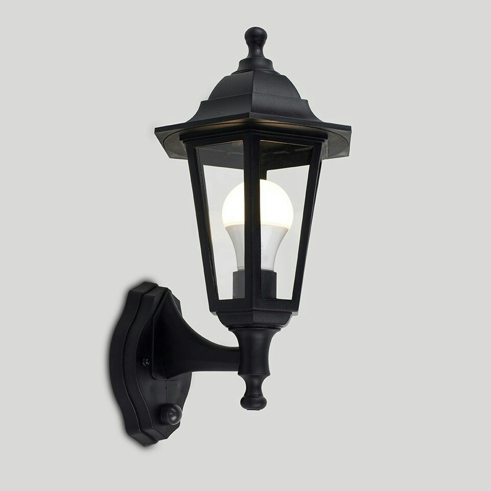 image 1 of ValueLights Mayfair Wall lantern Matte Black Lantern and LED Bulb