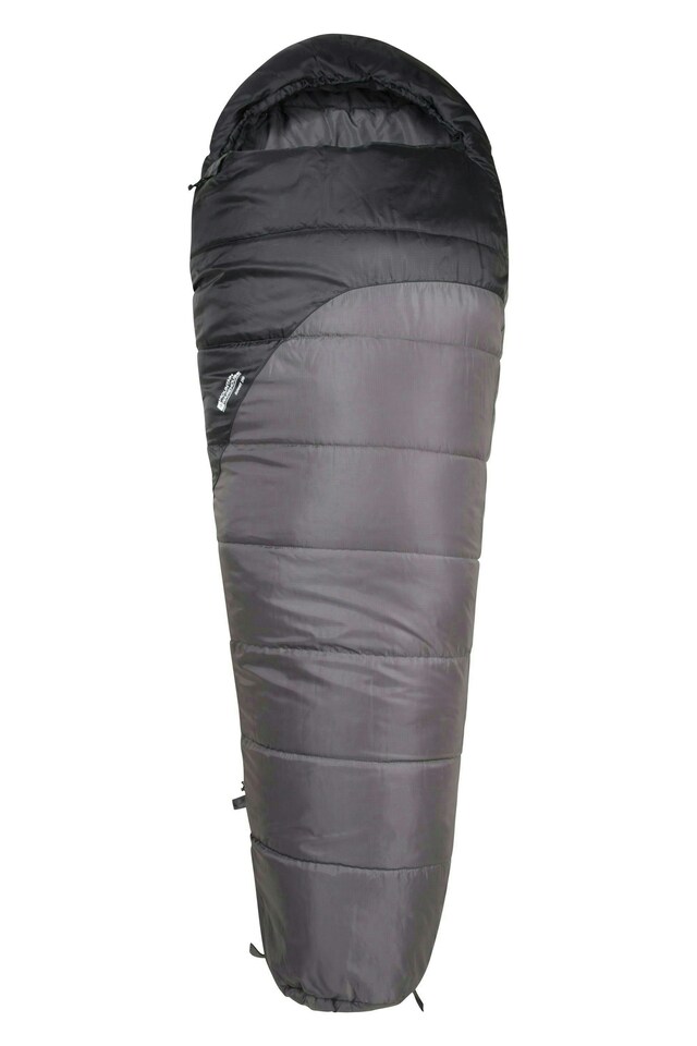 image 1 of Mountain Warehouse Summit Sleeping Bag Adult Mummy Camping Hiking Winter Warm Right Handed Zip - Long length (215cm) | Grey