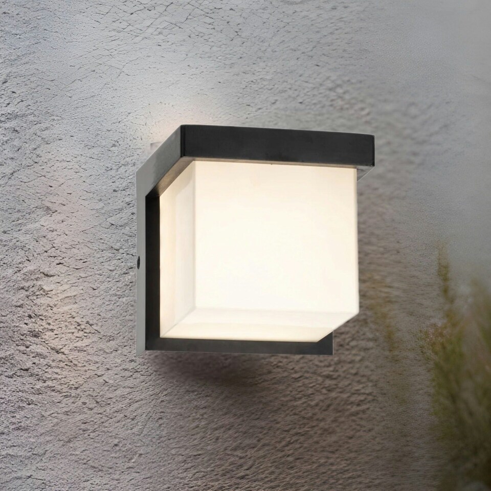 image 1 of CGC ADDISON Black Cube LED Outdoor Wall Light 4000k Natural White Integrated LED IP65 Black