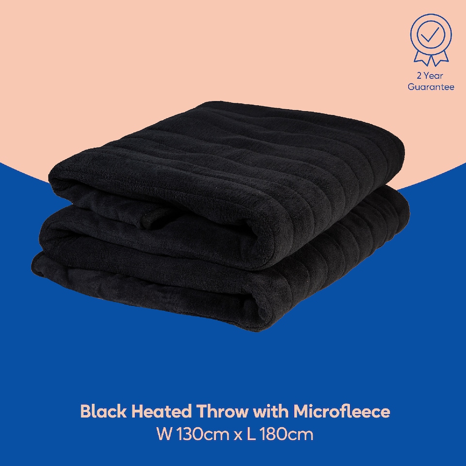 image 1 of Russell Hobbs RHHT1004BLA Electric Blanket Black Heated Throw Microfleece