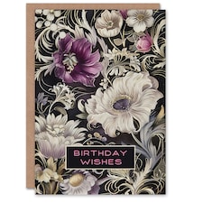 Anemone Flowers Wishes White Purple Filigree Her Birthday Card