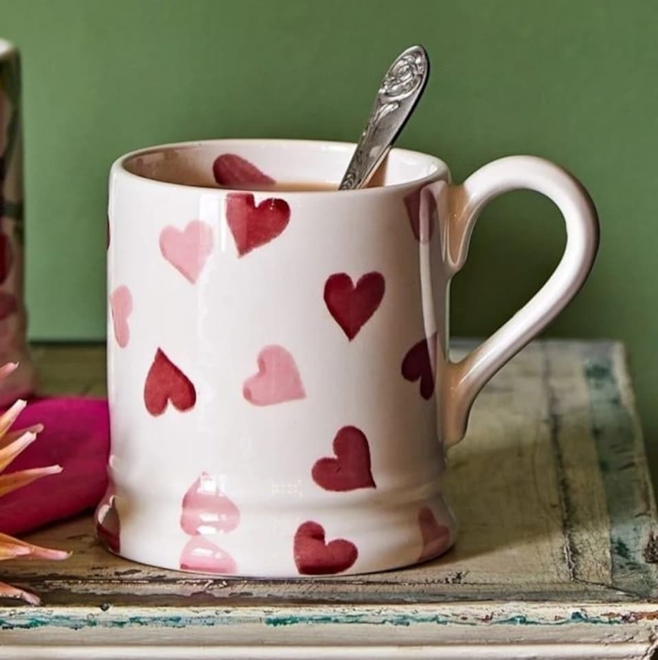 image 1 of Mug: 1 x 300ml Emma Bridgewater Pink Hearts Half Pint Mug, Ceramic | White