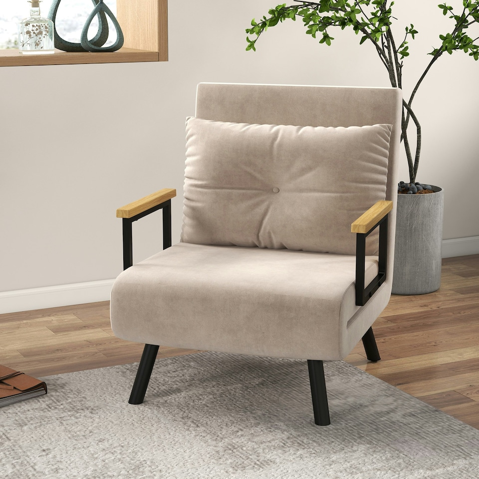 image 1 of HOMCOM Click Clack Chair Bed Settee for Living Room, Guest Room, Beige