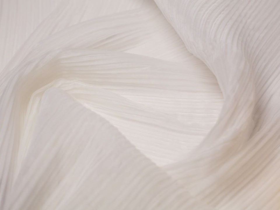 Minerva Core Range Cream Flirtation Pleated Organza Fabric for Bridal, Dressmaking, 150cm / 59" Wide - per metre
