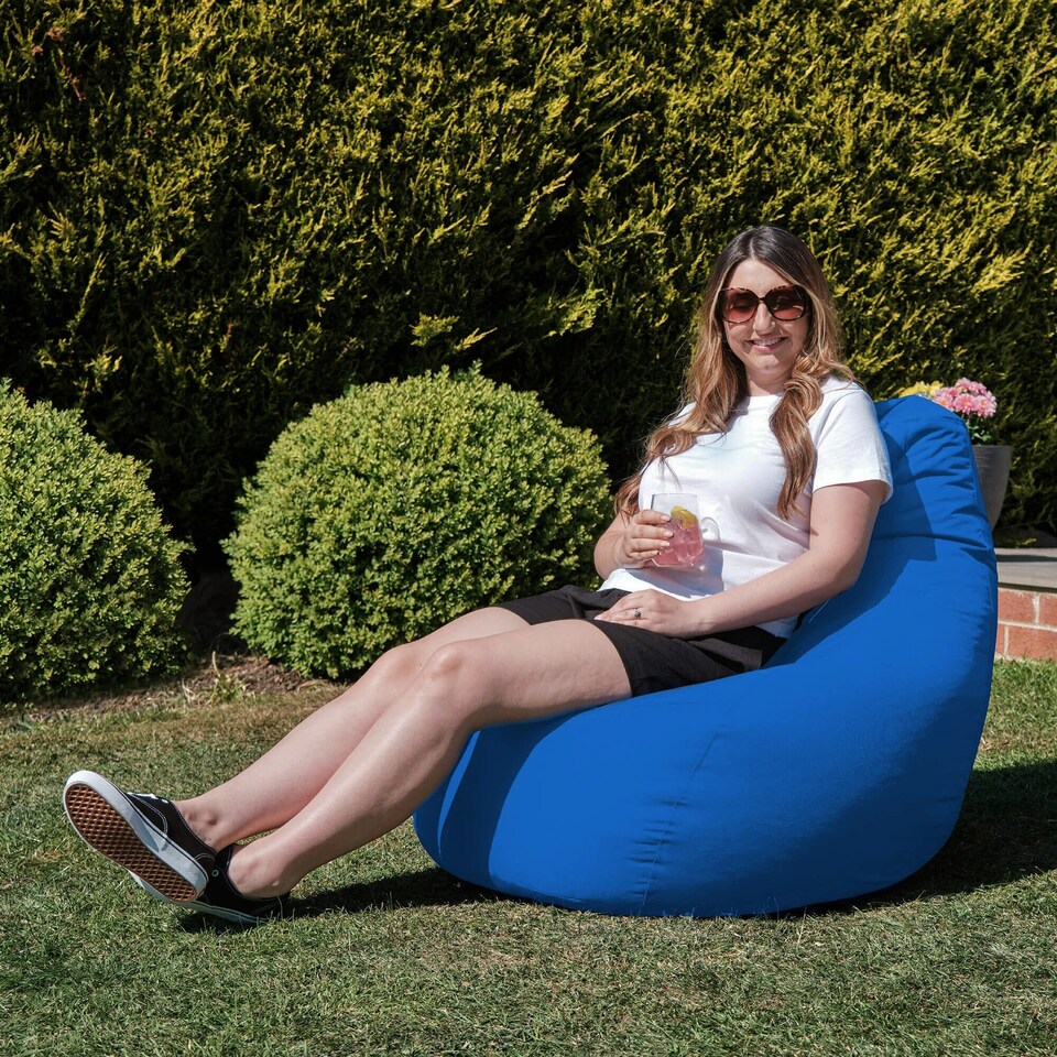 image 1 of icon Recliner Indoor Outdoor Bean Bag Blue Bean Bag Chair Blue