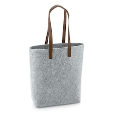 Bagbase Adults Unisex Premium Felt Tote - Grey Melange/Tan - One Size | Grey