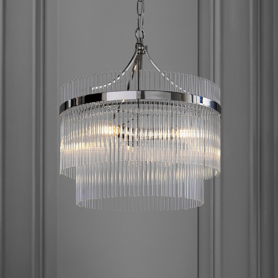 image 1 of Marietta 3 Light Multi Arm Lamp Ceiling Pendant Bright Nickel
