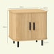 image 5 of HOMCOM Bedside Table, Nordic Side Table with Roller Shutter Style Sliding Doors and Metal Legs for Bedroom, Living Room, Oak Tone