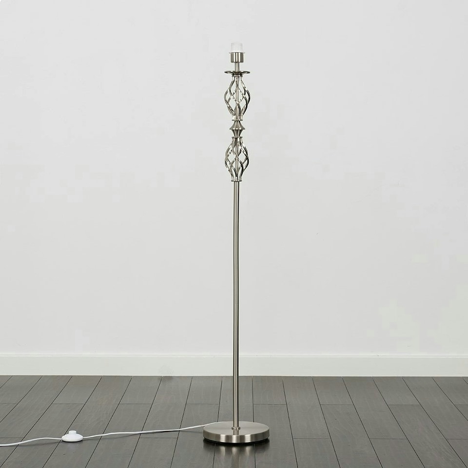 image 1 of ValueLights Traditional Style Brushed Chrome Double Twist Floor Lamp Base