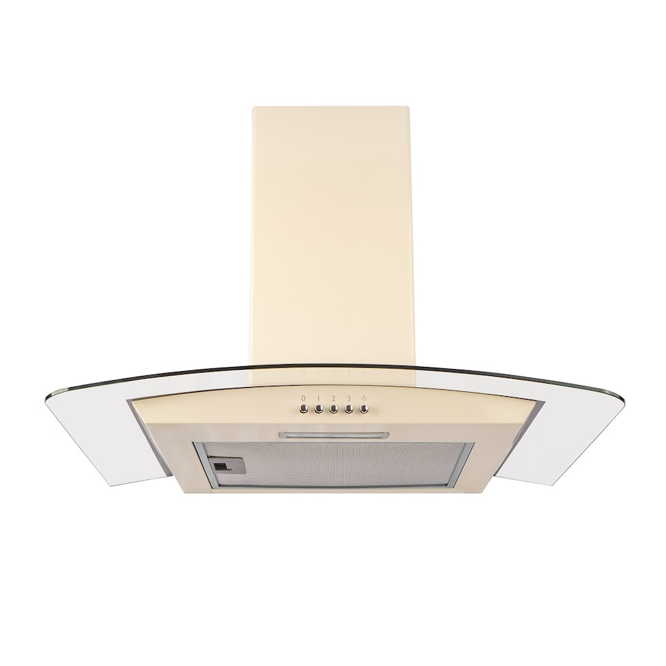 image 1 of SIA CGH60CR 60cm Cream Curved Glass Chimney Cooker Hood Kitchen Extractor Fan