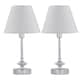 image 1 of Set of 2 Chrome Jewelled Table Lamps with Ivory Off White Shades Chrome | Red
