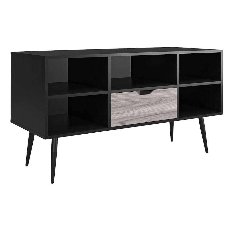 image 1 of Copley TV-Stand with 1 Drawer Black/Oak | Black | BLACK OAK | One Size | 122