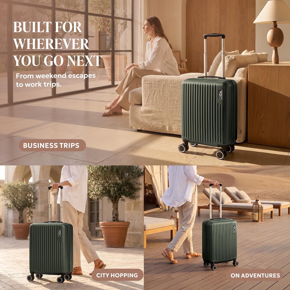 image 1 of Lugg Vacay Hard Shell Cabin Suitcase ABS 360 Spinner Wheels Water Resistant (45x33x20cm)