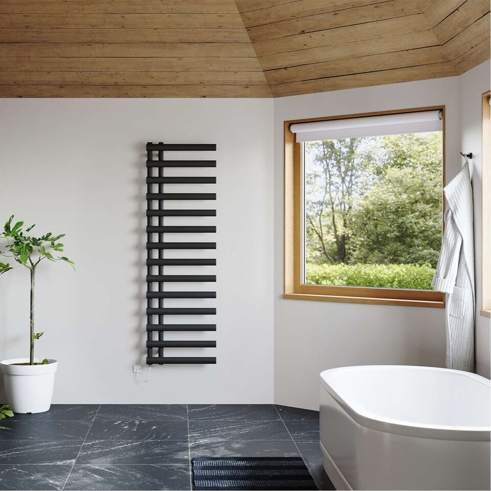 image 1 of Elyan - Black Electric Towel Rail H1592mm x W500mm 700w Standard