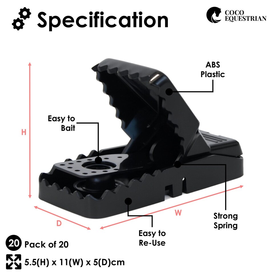 image 1 of 20x Heavy Duty Reusable Instant Kill Plastic Mouse Snap Traps