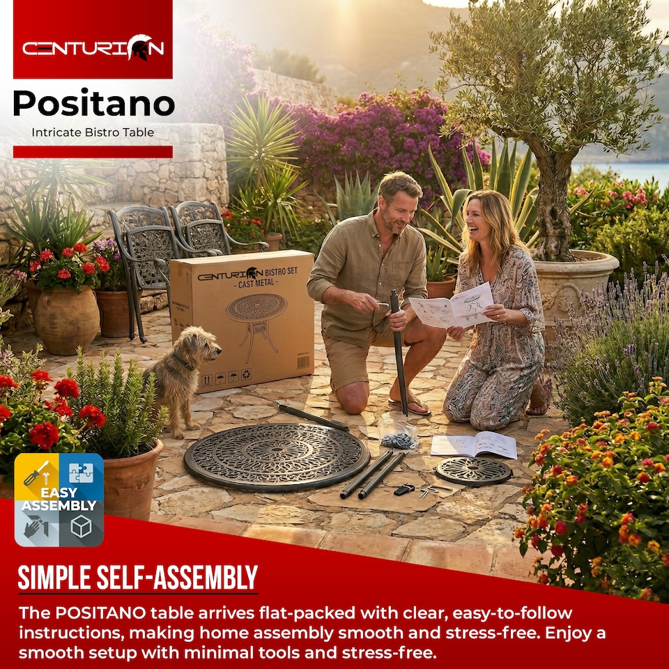 image 1 of Centurion Supports POSITANO Garden and Patio Grey Cast Aluminium Bistro Table | Grey | Grey