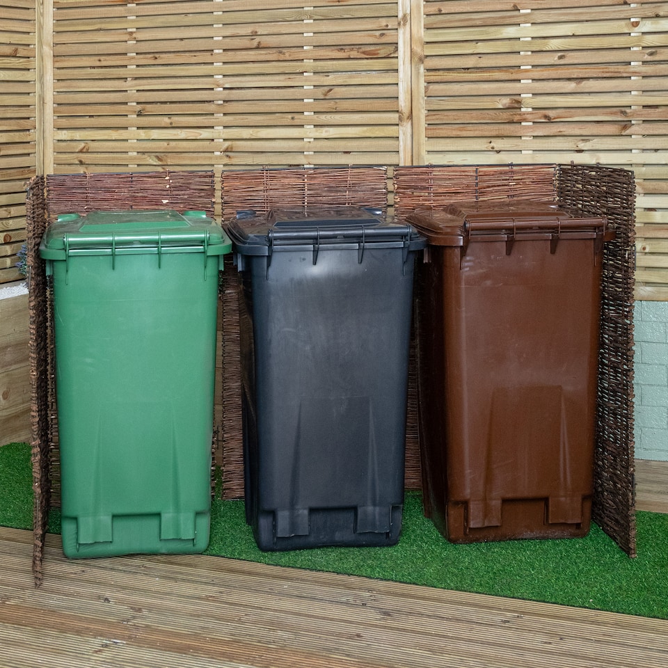 image 1 of 1.16m x 1.83m Triple Garden Patio Willow Wheelie Bin Screen Hideaway