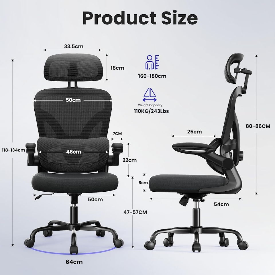 image 1 of Rattantree Ergonomic Office Chair Dual Backrest Mesh Computer Chair