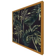 Green palm on black (Picutre Frame) Brown | Oak | M