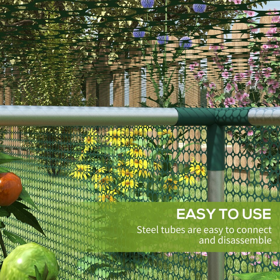 image 1 of Outsunny 8'x4' Crop Cage, Zipped Door, Steel Frame, Green