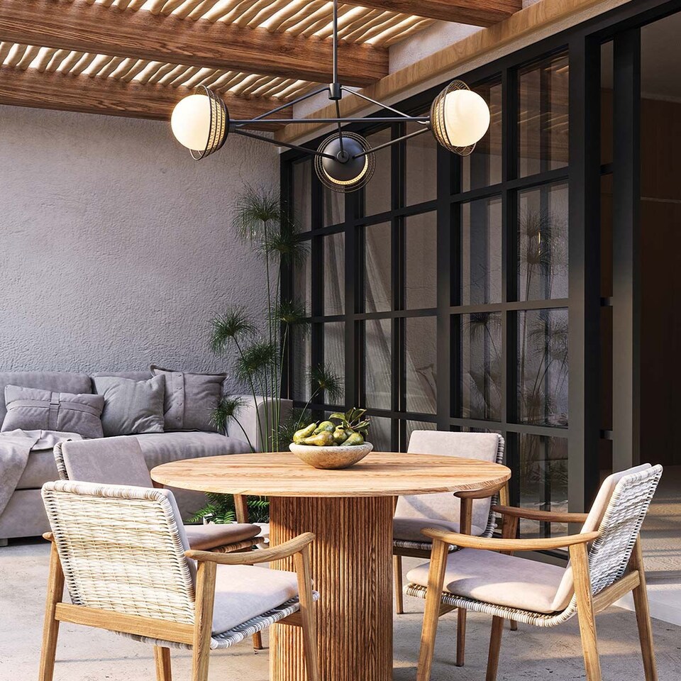 image 1 of Alora Mood Perth Pendant Ceiling Light Contemporary Matt Black 3x E14