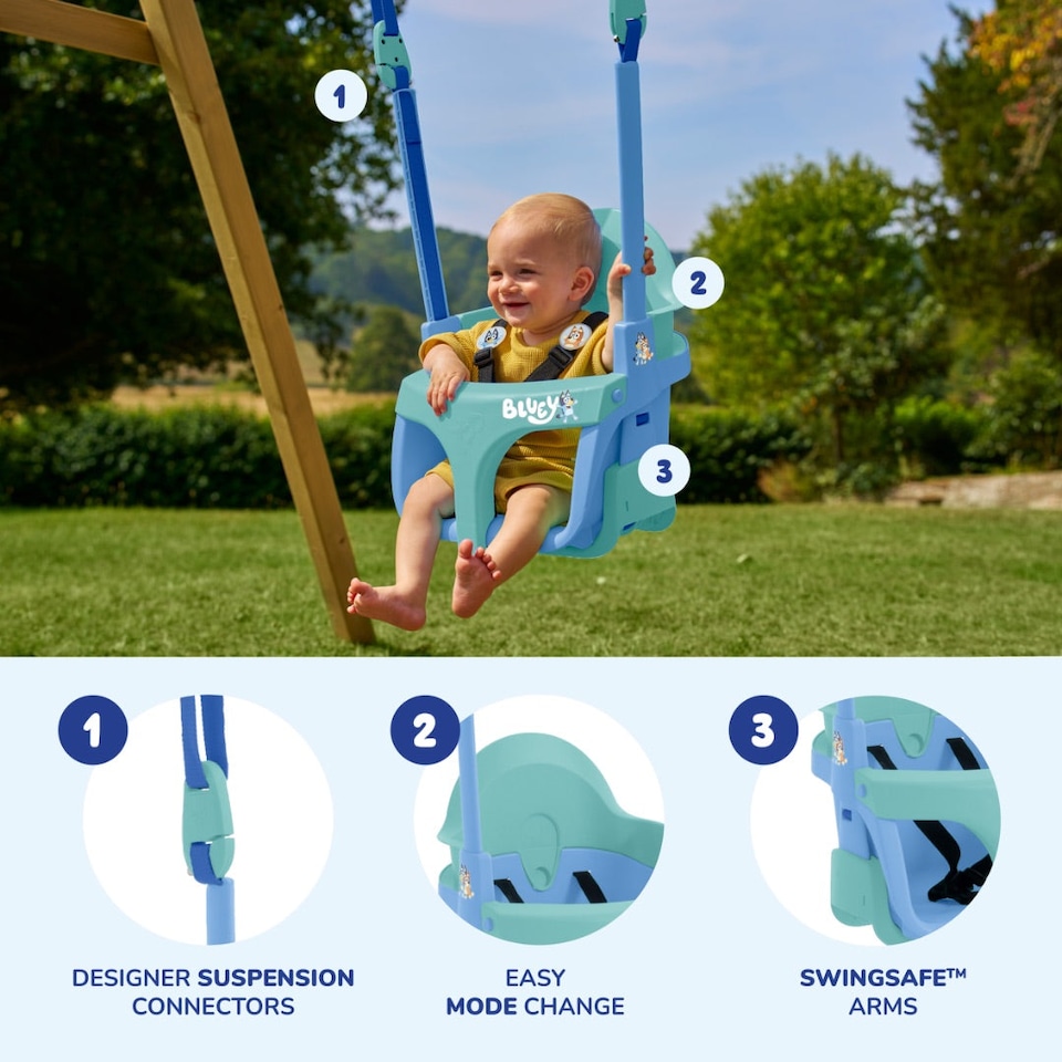 image 1 of TP Forest Wooden Single Swing with Bluey Quadpod - FSC® certified