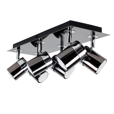 ValueLights Rosie Rectangular 6 Way Black Chrome Adjustable Ceiling Spotlight