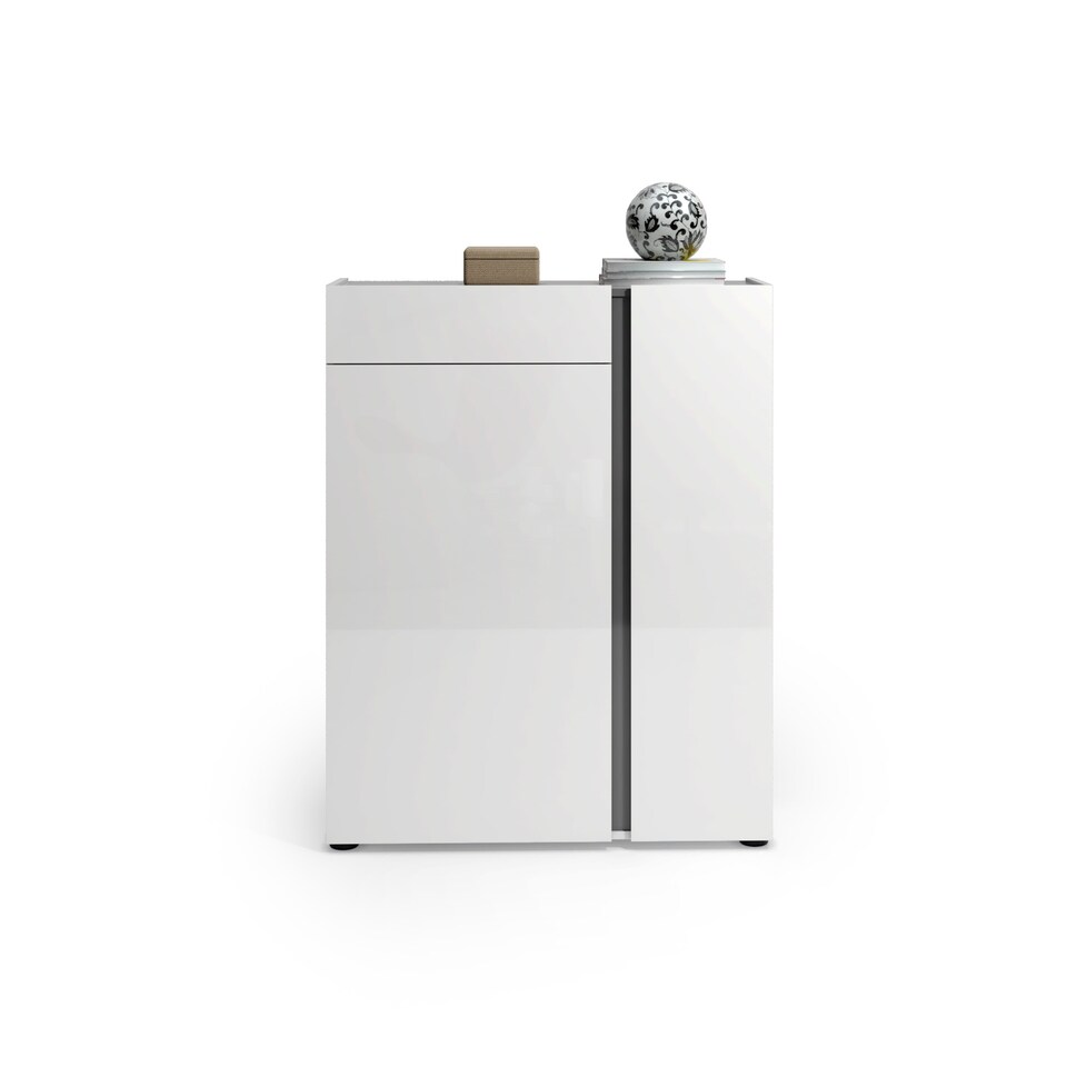 image 1 of FURNICOMP Athens 2 Door 1 Drawer White Gloss and Anthracite 20 Pair Shoe Cabinet